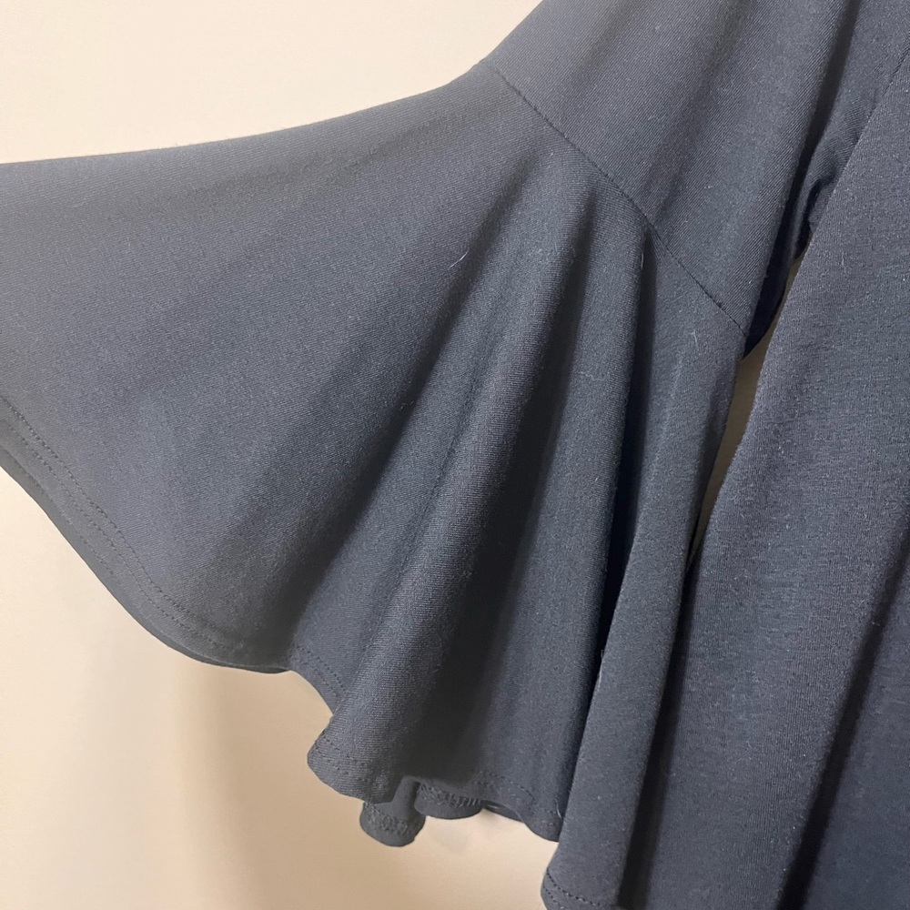 LulaRoe Maurine Black Ruffle Midi Dress‎ Small Whimsygoth FairyGoth Witchy - Picture 5 of 7